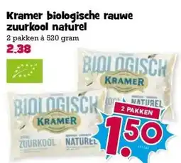 Boon`s Markt Kramer biologische rauwe zuurkool naturel 2 pakken à 520 gram aanbieding