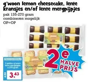 Boon`s Markt g'woon lemon cheesecake, lente Kransjes en/of lente mergpijpjes aanbieding