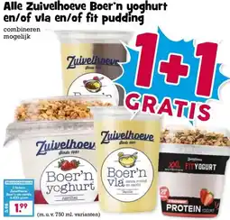 Boon`s Markt Alle Zuivelhoeve Boer'n yoghurt en/of vla en/of fit pudding aanbieding