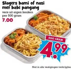 Boon`s Markt Slagers bami of nasi met babi pangang aanbieding