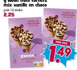 Boon`s Markt g'woon mini cornets mix vanille en choco aanbieding