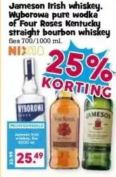 Boon`s Markt Jameson Irish whiskey. Wyborowa pure wodka of Four Roses Kentucky straight bourbon whiskey aanbieding