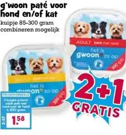 Boon`s Markt g'woon paté voor hond en/of kat kuipje 85-300 gram combineren mogelijk aanbieding