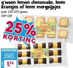 Boon`s Markt g'woon lemon cheesecake, lente Kransjes of lente mergpijpjes pak 135-270 gram aanbieding