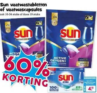 Boon`s Markt Sun vaatwastabletten of vaatwascapsules aanbieding