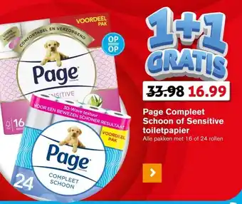 Hoogvliet Page Compleet Schoon of Sensitive toiletpapier aanbieding