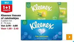 Hoogvliet Kleenex tissues of zakdoekjes aanbieding