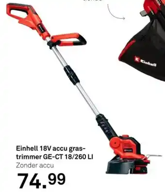 Karwei Einhell 18V accu grastrimmer GE-CT 18 / 260 LI aanbieding