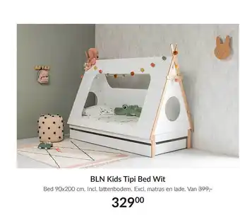 Babypark BLN Kids Tipi Bed Wit : Bed 90x200cm aanbieding