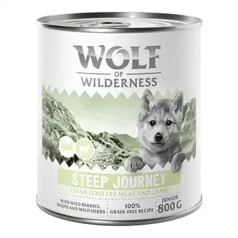 Zooplus 18x800g Wolf of Wilderness voor een speciale prijs! - Junior Steep Journey - Gevogelte met Lam aanbieding