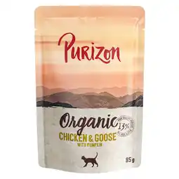 Zooplus 22 + 2 gratis Purizon katten Natvoer! - Organic: Kip en gans met pompoen aanbieding