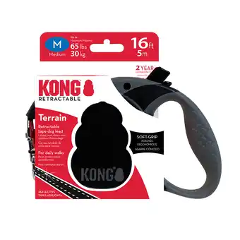 Zooplus Kong Terrain Intrekbare Leiband Zwart M, ca.30kg hond aanbieding