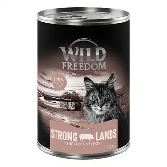 Zooplus 5 + 1 gratis! 6 x 400 g Wild Freedom natvoer - Strong Lands - Zwijn & Kip (6 x 400g) aanbieding