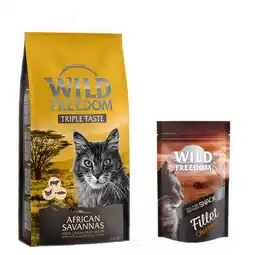 Zooplus 6,5 kg Wild Freedom Katten Droogvoer Afrikaanse Savanne - Graanvrij 6,5 kg + Filet Snack Kip 100 g aanbieding