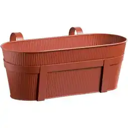 Leen Bakker Plantenbak balkon Semmie - rood metaal - 20x37x18 cm aanbieding