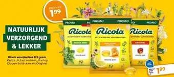 Trekpleister Ricola voordeelzak 125 gram. Keuze uit Lemon Mint, Honing Citroen Echinacea en Original. aanbieding