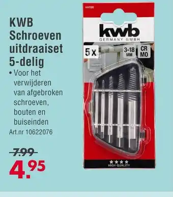 Enorm KWB Schroeven uitdraaiset 5 delig aanbieding