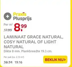 Praxis LAMINAAT GRACE NATURAL, COSY NATURAL OF LIGHT NATURAL aanbieding