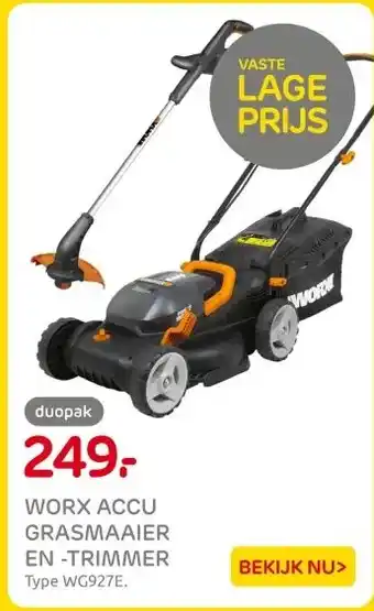 Praxis WORX ACCU GRASMAAIER EN-TRIMMER aanbieding