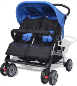 Bol.com The Living Store Kinderwagen Twin - Blauw/Zwart - 80 x 96 x 104 cm - Inklapbaar aanbieding