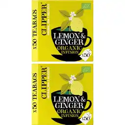 Albert Heijn Clipper Lemon & ginger organic infusion 2-pack aanbieding