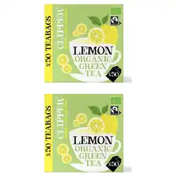 Albert Heijn Clipper Lemon organic green tea 2-pack aanbieding