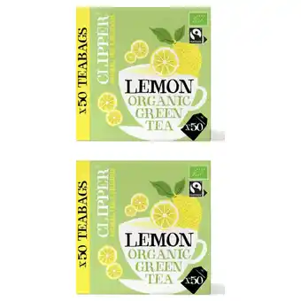 Albert Heijn Clipper Lemon organic green tea 2-pack aanbieding