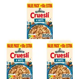 Albert Heijn Quaker Cruesli 4 nuts 3-pack aanbieding