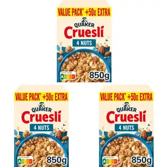 Albert Heijn Quaker Cruesli 4 nuts 3-pack aanbieding