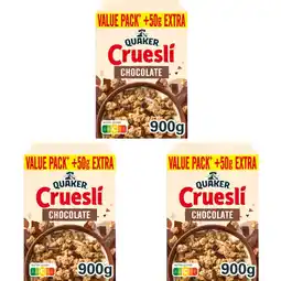 Albert Heijn Quaker Cruesli chocolate value pack 3-pack aanbieding