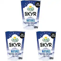 Albert Heijn Arla Skyr naturel extra creamy 5% fat 3-pack aanbieding