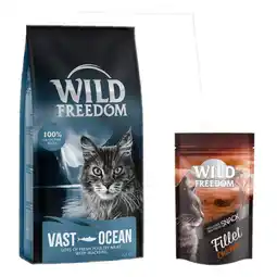 Zooplus 6,5 kg Wild Freedom Katten Droogvoer Adult Vast Oceans met Makreel 6,5 kg + Filet Snack Kip 100 g aanbieding