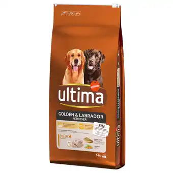 Zooplus 11 kg + 3 kg gratis! Ultima Dog droogvoer - Golden & Labrador Retriever Kip (14 kg) aanbieding