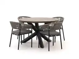 Kees Smit Bellagio Nova Siri/ROUGH-Y ø 120cm dining tuinset 5-delig stapelbaar aanbieding