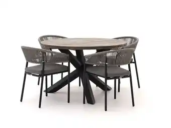 Kees Smit Bellagio Nova Siri/ROUGH-Y ø 120cm dining tuinset 5-delig stapelbaar aanbieding