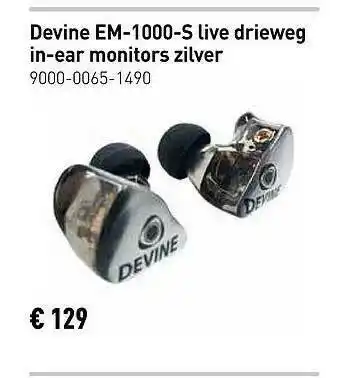 Bax-Music Devine EM-1000-S Live Drieweg In-Ear Monitors Zilver aanbieding