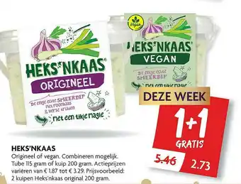 Dekamarkt Heks'Nkaas Origineel Of Vegan 1+1 Gratis aanbieding