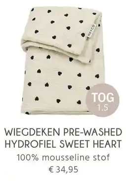 Baby-Dump Wiegdeken pre-washed hydrofiel sweet heart aanbieding