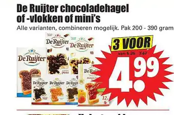 Dirk De Ruijter Chocoladehagel Of -Vlokken Of Mini's aanbieding