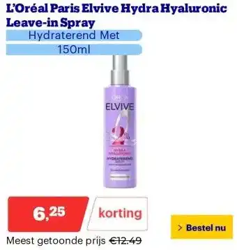 Bol.com L’Oréal Paris Elvive Hydra Hyaluronic Leave-in Spray aanbieding