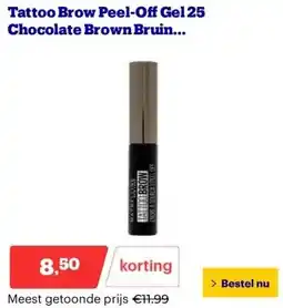 Bol.com Tattoo Brow Peel-Off Gel 25 Chocolate Brown Bruin Langhoudende Peel-Off Wenkbrauwgel aanbieding