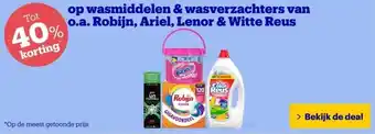 Bol.com op wasmiddelen & wasverzachters van o.a. Robijn, Ariel, Lenor & Witte Reus aanbieding