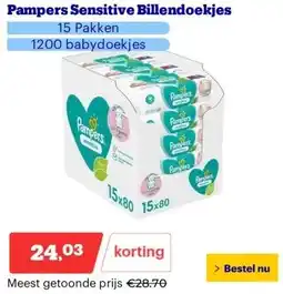 Bol.com Pampers Sensitive Billendoekjes aanbieding