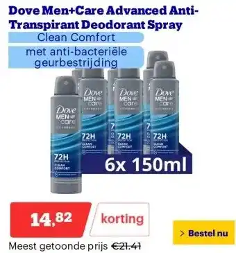 Bol.com Dove Men+Care Advanced Anti-Transpirant Deodorant Spray aanbieding