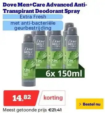 Bol.com Dove Men+Care Advanced Anti-Transpirant Deodorant Spray aanbieding