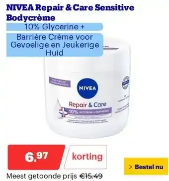 Bol.com NIVEA Repair & Care Sensitive Bodycrème aanbieding