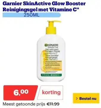 Bol.com Garnier SkinActive Glow Booster Reinigingsgel met Vitamine C* aanbieding