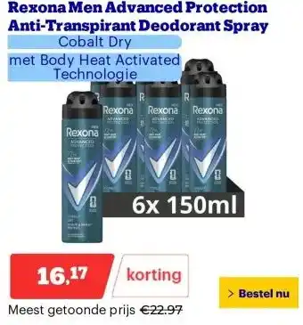 Bol.com Rexona Men Advanced Protection Anti-Transpirant Deodorant Spray aanbieding