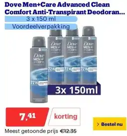 Bol.com Dove Men+Care Advanced Clean Comfort Anti-Transpirant Deodorant Spray aanbieding