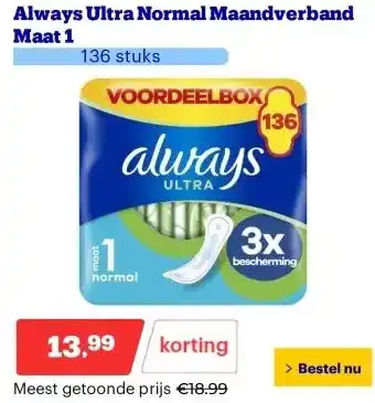 Bol.com Always Ultra Normal Maandverband Maat 1 aanbieding